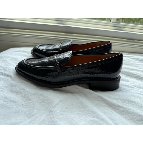 Franco Sarto Shoes Womens 8.5 Navy Blue Patent Loafers‎ Shiny Horsebit Detail - Picture 2 of 9